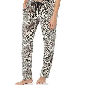 NATORI Leopard Animale Animal Print Soft Velour Lounge Pants - Sz Large